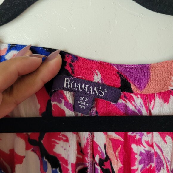 Roaman's Colorful Floral Button Up Blouse - Picture 5 of 7